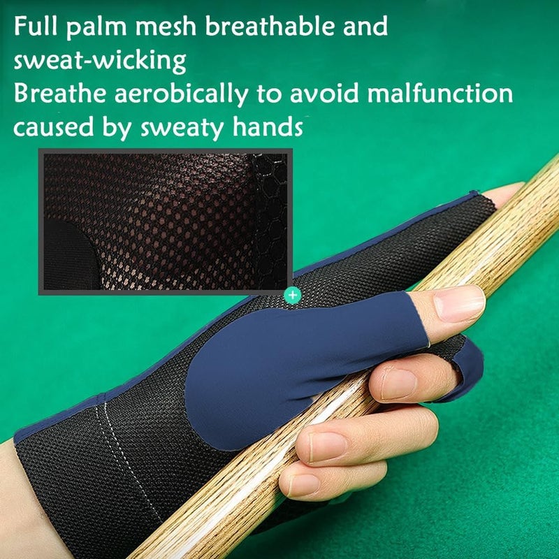 Wnddle Pool Glove Left Hand, Billiard Pool Gloves for Left Hand 3 Finger, Snooker Cue Sport Glove Popular Sizes for Men & Women - Image 3